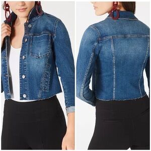 Bar III distress seam-detail jean jacket, size S denim jacket